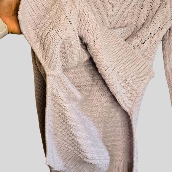 ELLE Cowl Neck Sweater Women’s Size Small Lilac Purple Cable Knit Relaxed Fit - Picture 11 of 13